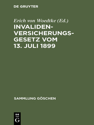 cover image of Invalidenversicherungsgesetz vom 13. Juli 1899